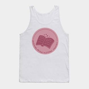 Emotionally attached to fictional characters red pink romance book design with hearts (round) Tank Top